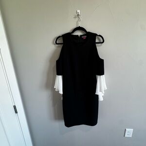 Vince Camuto Black Dress with White Ruffle Sleeves